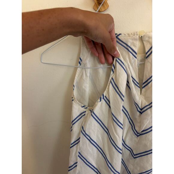 J. Crew Mini Dress Women's 00 White Blue Stripes Cotton Linen Blend Nautical - Picture 4 of 7